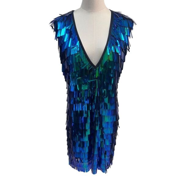 Stunning Sequin Mini Dress in Blue and Green - Picture 1 of 6